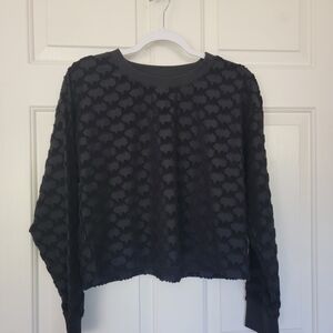 Michael Kors Black Textured Pullover Top